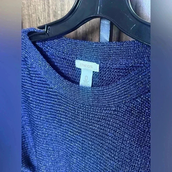 Chicos Womens Sweater 0 Small Purple Cecilia Shine Pullover 3/4 Sleeve S… - Picture 2 of 5